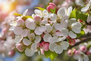 Apple blossoms in full bloom by AI Generative photo