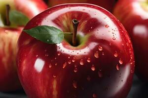 Close up of a juicy red apple by AI Generative photo