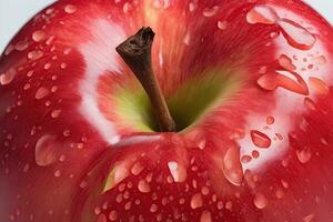 Close up of a juicy red apple by AI Generative photo