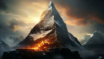 a mountain peak is shown in this image ai generated photo