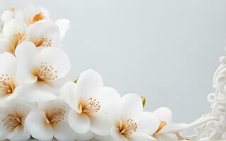 White Flowers paper texture on a White Background by Ai Generative photo