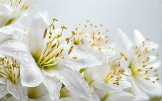 White Flowers paper texture on a White Background by Ai Generative photo