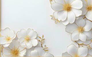 blanco flores papel textura en un blanco antecedentes por ai generativo foto