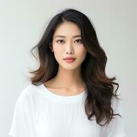 beautiful asian woman in white dress ai generated photo