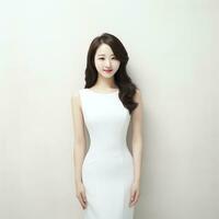 young asian woman in white suit ai generated photo