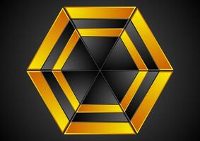 Orange and black shiny glossy hexagon abstract geometry background vector