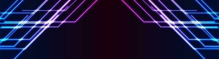 Blue ultraviolet neon geometric lines abstract tech background vector