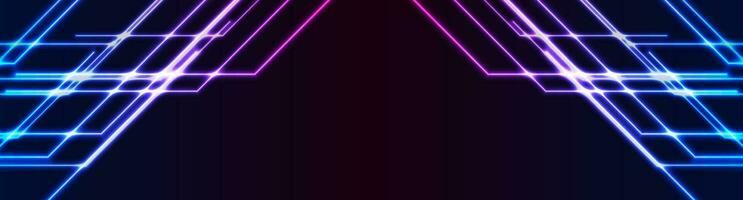 Blue ultraviolet neon geometric lines abstract tech background vector