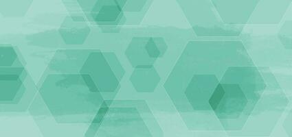 Green grunge minimal geometric background with hexagons vector