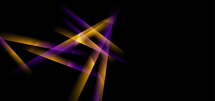Bright orange violet abstract glossy stripes on black background