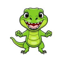 Cute monitor lizard cartoon on white background vector