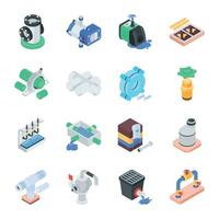 Set of Plumbing Pipework Isometric Icons vector