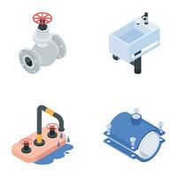Set of Plumbing Supplies Isometric Icons vector