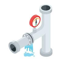 Isometric Icons of Plumbing Work vector