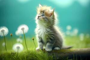 Close-up of cute cat gazing at something with beautiful bokeh background, Generative AI photo