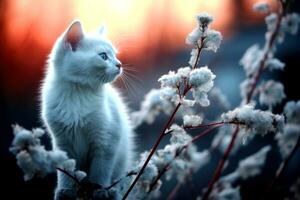 Close-up of cute cat gazing at something with beautiful bokeh background, Generative AI photo