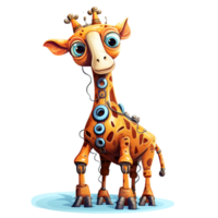 Cartoon giraffe robots. T-Shirt, Sticker. Funny cyborg. AI Generated png