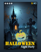 Happy Halloween party poster psd template design