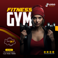 aptitude Gym social médias Publier bannière psd modèle avec réaliste portrait