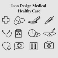 Set of medical icons. Vector illustration. Isolated on white background.