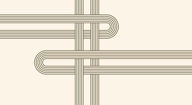 Abstract drawing of curved parallel lines in boho style. Arched design. Trendy vector background.