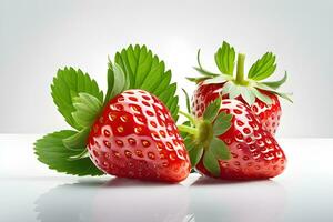 Fresh strawberry isolated on white background by Ai Generative photo