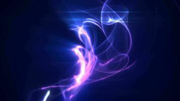 abstrakt vågor av lila energi magi rök och lysande rader på en svart bakgrund video