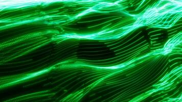 Energy abstract green lines from dots and waves from magic and electricity background video