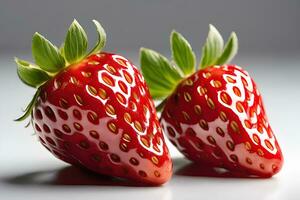 Fresh strawberry isolated on white background by Ai Generative photo