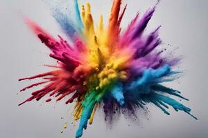 Vibrant Burst of Rainbow Colored Powder Explosion by AI Generative photo