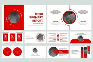 Red modern business work report slide presentation template vector