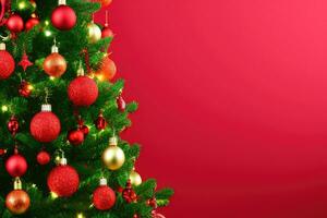 Festive Christmas Tree Background AI Generative photo