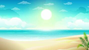 vector illustration of a tropical beach with palm trees and sun video