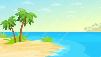 tropical island with palm trees and sea video