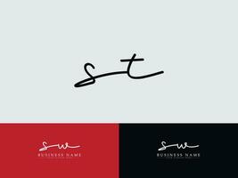 St Modern Luxury Logo, Initial ST Signature Letter Logo For Shop vector