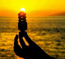 Hand holding a lightbulb photo