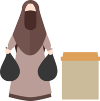 Illustration von Muslim Frau Täglich Aktivität Arbeit beim Zuhause png