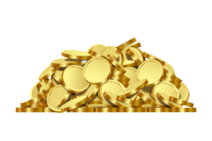 Gold coins or dollars coins stacked on top of each other Or put them in a row so that they are taller on transparent background png