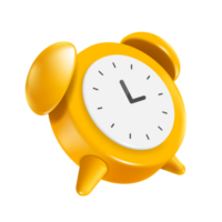 Yellow alarm clock in diagonal view on transparent background png