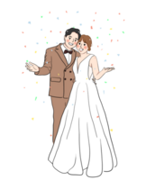 Casamento casal felicidade pessoas mínimo desenho animado. png