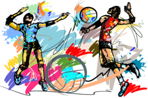 skech drawing volleyball brush strokes style sport art. png