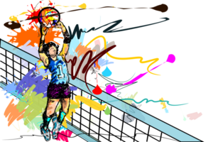 set over net volleyball sport art brush strokes style png