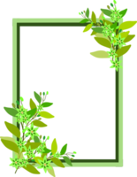 Spring floral frame with flowers branches clipart. Rectangle border with flower and leaves png