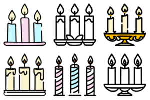 Icon Set Candlestick Candle Lantern illustration AI Generative png