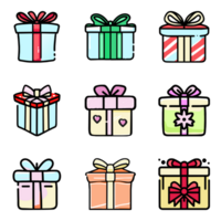 Present Gift Boxes Giving Birthday Christmas Set illustration AI Generative png