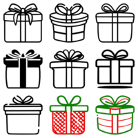 icono conjunto presente regalo dando Navidad línea ai generativo png