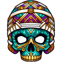 Colourful mummy skull head shirt design. AI Generative png