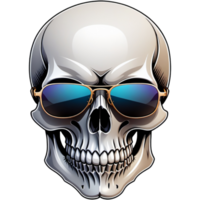 Realistic skull character with sunglasses shirt design. AI Generative png