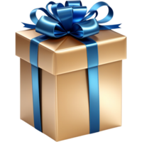 realistico regalo scatola con blu nastro. ai generativo png