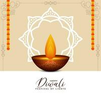 elegante contento diwali indio festival saludo tarjeta antecedentes vector